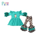Girls outfit half sleeve sets cow boutique remake ruffle outfits children clothes clothing sets