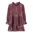 New fashion custom plain long sleeve kids clothing dresses for girls