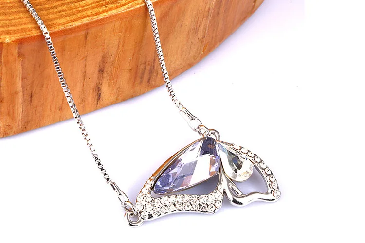 jewelry animal charm butterfly crystal necklace for women