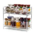 Kitchen Bathroom Countertop 2-Tier Storage Organizer Spice Jars Bottle Shelf Holder Rack
