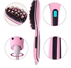 pink Straight Hair Fastly Ceramic led screen hair straightener brush