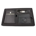 Luxury leather passport holder set/leather keychain/wallet premium gift for men