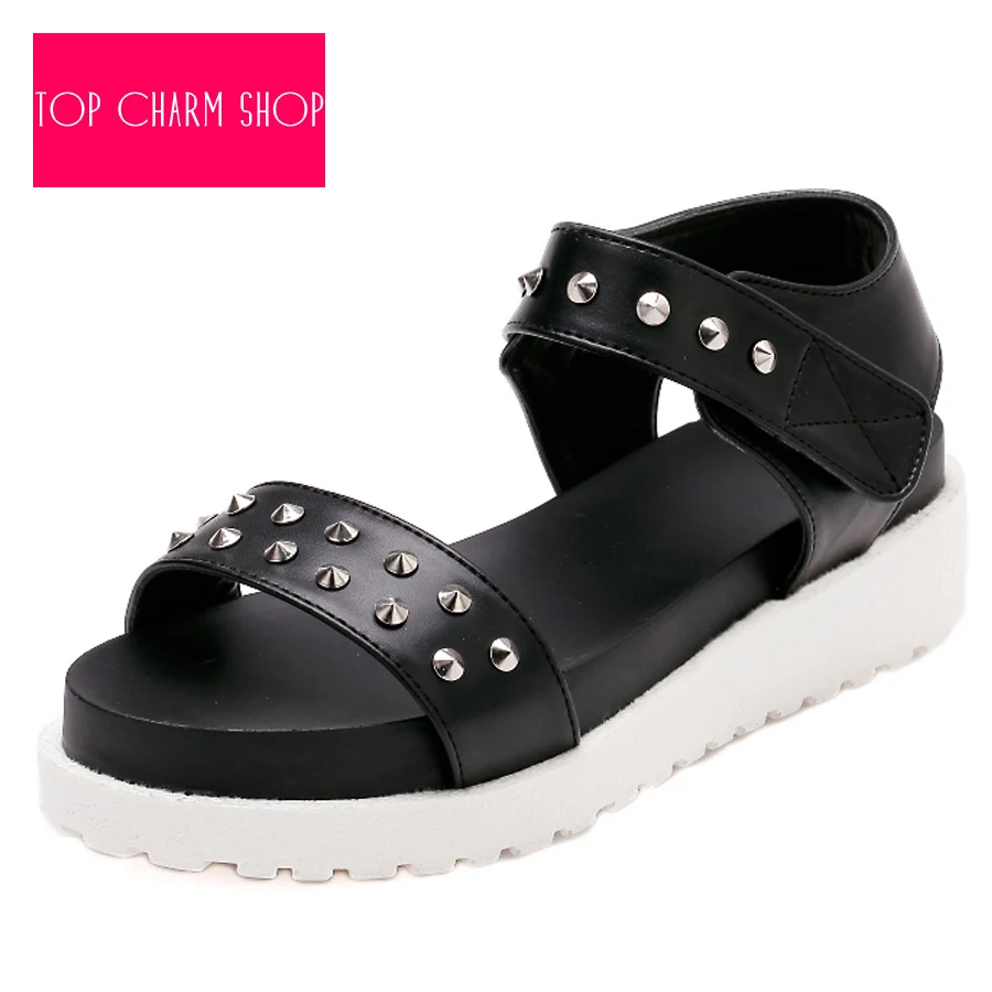 Hot Sale Women Shoes Sandal Open Toe Shoes Platform Wedge Sandals Women Sandals 2015 Summer Style Rivet Sandals Free Shipping