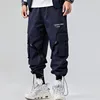 2019 Oem Streetwear Multi Pockets 100% Polyester Logo Printed Mens Baggy Tapered Cargo Jogger Pants