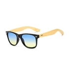 Ocean Gradient Candy Color Lens Bamboo Wood Arms Sunglasses for Women Men