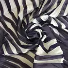 Customized 100% polyester imitated silk navy blue stripe digital printed pleated chiffon fabric