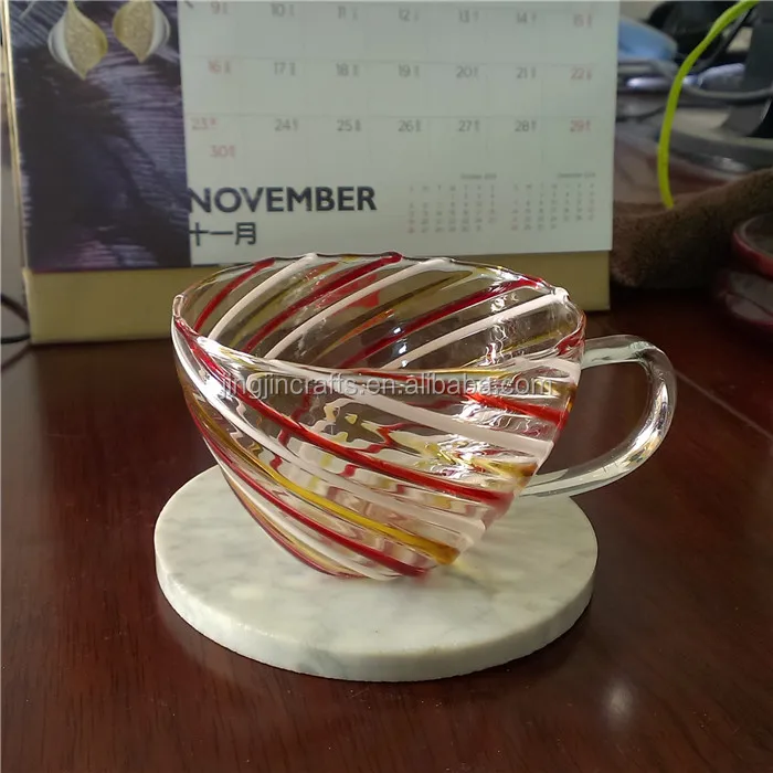 Handmade round shaped polihed marble stone cup coaster