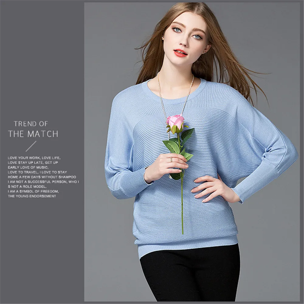 Cotton Women Blouses 2018 Spring Modal Pullover loose Blouse Women O-neck Knitted Blouse Women Batwing sleeve Sweater Shirt (4)