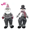 Christmas stuffed plush toy sitting santa clause & snowman ornament with dangle legs