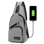 2019 Newest Cross-body single shoulder bag durable canvas sling backpack with USB charger men messenger chest rig bag