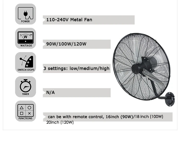 Blades Wall Mounting Fan, FB-3, 220, Electric - detail 6