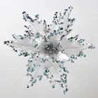Flowers Decoration Christmas Poinsettia Flowers Picks With Glitter For Christmas Tree Wreath Decoration Wholesale #7B003