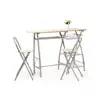 Kitchen furniture modern 3pc breakfast set metal leg with mdf top and seat cheap bar table set