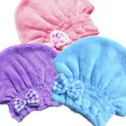 Soft microfiber hair shower cap hair bonnet drying towel hair wrap dryer for home spa beauty facial
