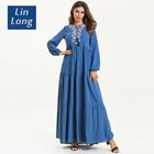 The Long Sleeve Embroidered Indian Kaftan in Farasha Style