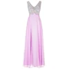 Custom Made Elegant Long Sequined Lavender Crystal V-neck A-line Prom Dress for Party