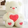 2019 plush lovely pink and white teddy bear baby doll with heart online shopping