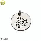 Men's Charm Black Bracelet Pendants DIY Decorative Round Metal Letter Charm Bracelet Metal Pendant with Black Enamel