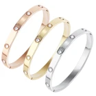 2020 Ladies Crystal Stone Cuff Stainless Steel Jewelry Engraved Love Screw Bracelet Bangle