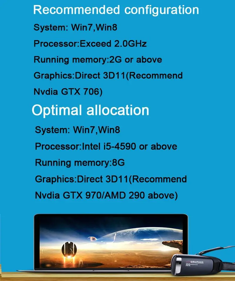 Oculus Rift DK2 VR Glasses Configuration AMOLED screen Deepoon E2 Virtual Reality Helmet for Fully Compatible PC 3D Games Movies