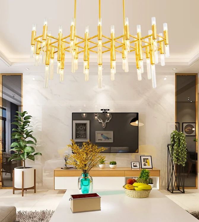 Indoor modern luxury gold metal residential hotel lobby high quality wholesale chandeliers pendant lights