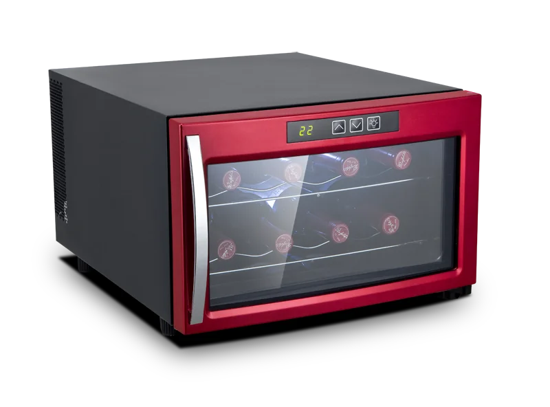 8 Bottles Mini Thermoelectric Cooler, Table Top Mini Wine Cellar, Red