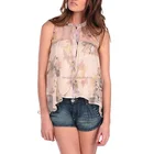 Crew neck ladies latest custom animal print blouse designs
