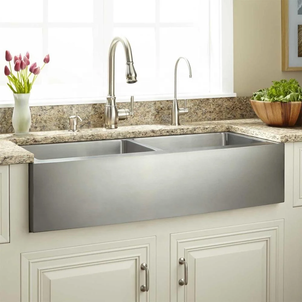 389311 Optimum Stainless Steel Undermount Apron Front Double Bowl Curved Handmade Farmhouse Kitchen Sink Buy Handmade Sink