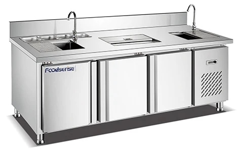 commercial Stainless Steel marble salad bar With refrigerant cabinet used for kitchen/restaurant
