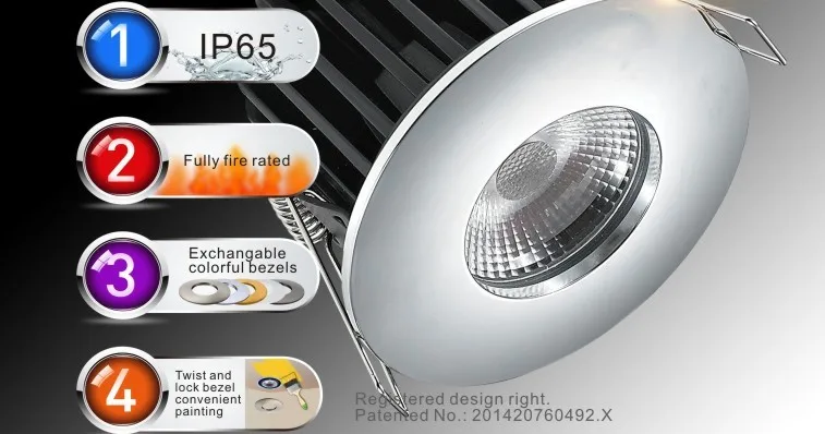 IP65 bathroom 10w Fire-rated leds