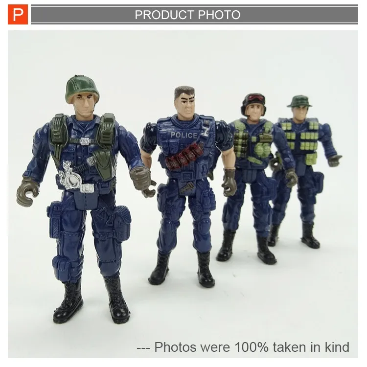 Pretend play police man figure army toys set