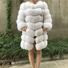 Fashion Female Winter Natural Fox White Fur Coat Women 2018