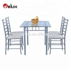 5 pcs Square Tempered Glass Top Dining Room Table and 4 Chairs