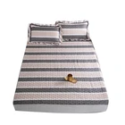 Stripe Custom Adjustable Easing Thicken Sanding Soft Fabric Pillow Case 3 Pieces Wholesale Quilted Fitted Bed Sheet