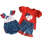 Children's boutique clothes wholesale 2019 baby girl spring summer baseball applique outfit