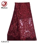 Wholesale red african sequins lace french embroidery lace fabric