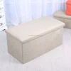 Oblong multicolor strong durable fabric covered storage ottoman folding stool box