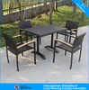 Foshan outdoor furniture garden rattan table and chair with plastic wood