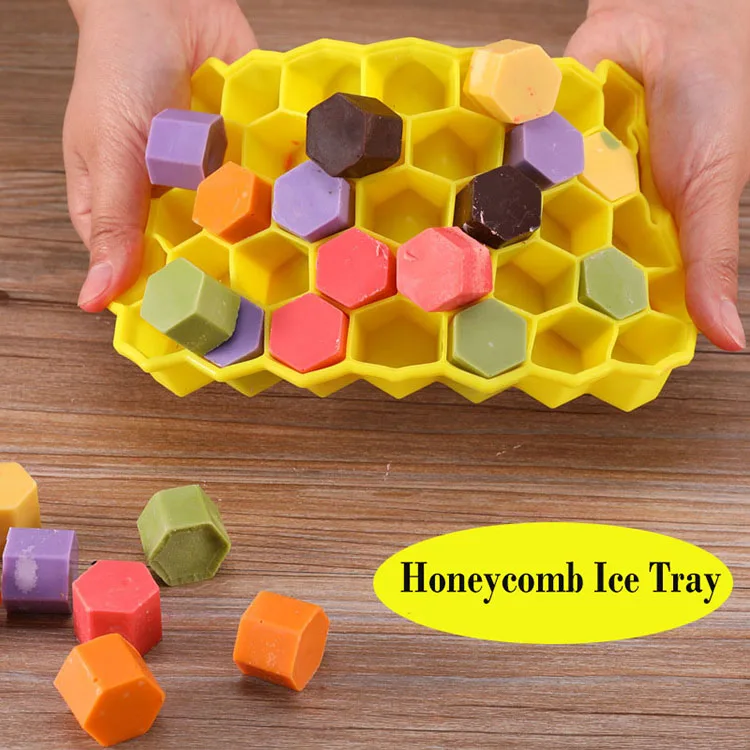 DIY Baby Safe Material Silica gel 37 Cup Ice Cube Molds new product ideas 2019 Silicone Honeycomb Ice Cube Trays With Lid