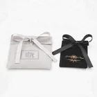 Custom logo black velvet jewelry envelope flap pouches with bow knot