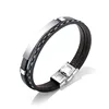new item 2019 men jewelry low price hotlife pu leather bracelet with stainless