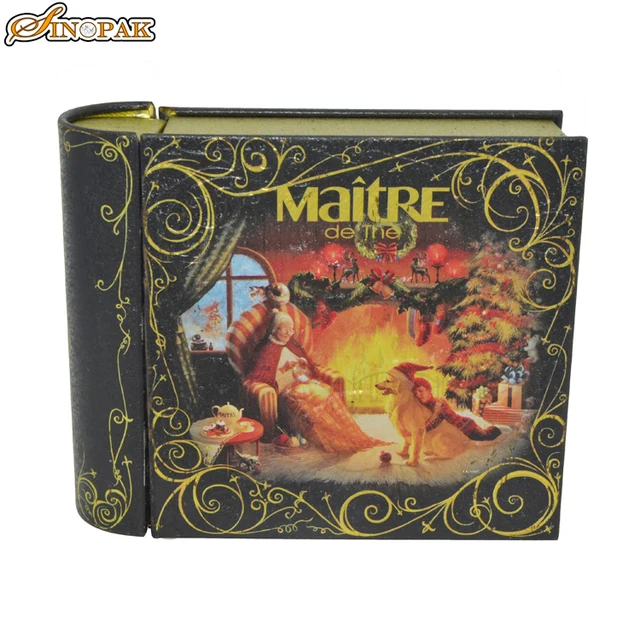 arrival printed tin containers fake book storage box wholesale