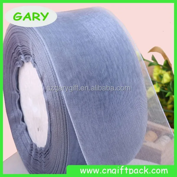 gift packaging holiday decoration wide grey organza ribbon
