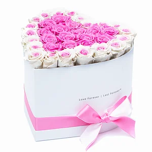 gold white heart-shaped florist packing gift flower paper box