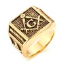 Fashion accessories wholesale restoring ancient ways Stainless steel masonic golden ring Men's ring YSS587