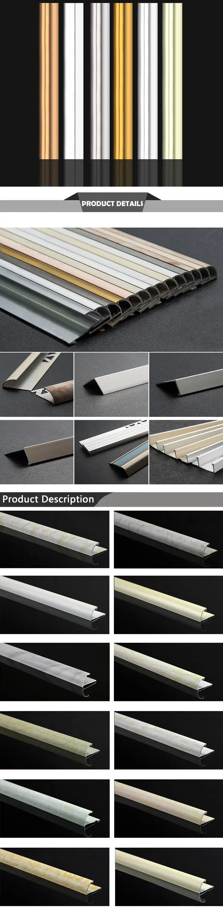 Art Deco Aluminium Edge Tile Trim