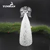 Factory wholesale white glass angel christmas tree topper ornaments for tabletop decoration