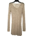 Discount Female Silk Mesh V-neck Long Sleeve Mid-calf Dress with High Quality Viscose Yarn Embroidery