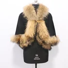 2019 Cheap factory Ladies double raccoon Fur shawl Cashmere Coat