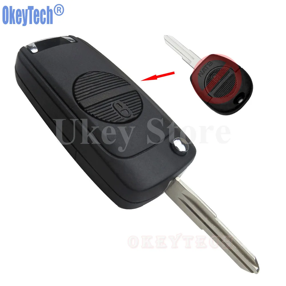 OkeyTech Modified Car Remote Key Fob Case 2 Button Upgrade For Nissan Almera Primera X-Trail with Uncut A33 Blade Flip Key Shell